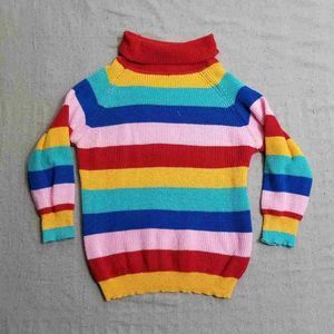 Vintage Multicolor Striped Turtleneck Knit Sweater